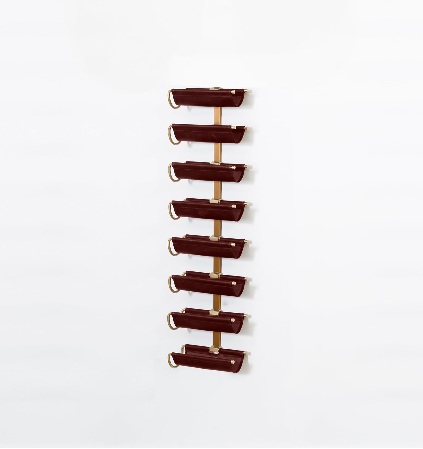 Leather and Bronze Wine Display | Warm Brass Fittings | Wall Mounted | Amuneal Wine Saddle