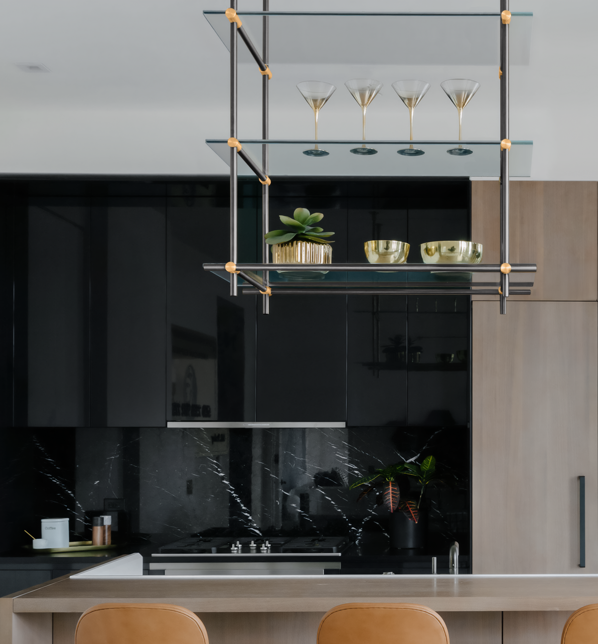 Ceiling Mounted | Suspended Shelving with Glass Shelves | Amuneal Coll